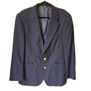 VTG Polo University Club Ralph Lauren Blazer Men 42R Navy Blue Gold Buttons Wool